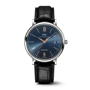 Buy Shop IWC Portofino Automatic Blue Dial Black Leather Strap Watch for Men - IW356523 USA Online