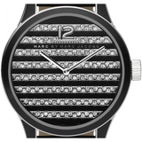 Buy Shop Marc Jacobs Lidia Stripe Glitz Black Dial Black Leather Strap Watch for Women - MBM1166 USA Online