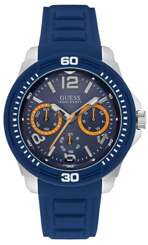 Buy Shop Guess Trade Blue Dial Blue Silicone Strap Watch for Men - W0967G2 USA Online