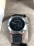 Burberry The City Chronograph Black Dial Black Leather Strap Watch for Men - BU9356