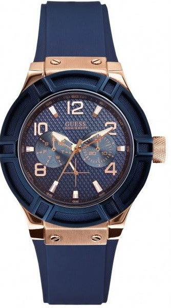Buy Shop Guess Jet Setter Analog Quartz Blue Dial Blue Rubber Strap Watch For Women - W0571L1 USA Online