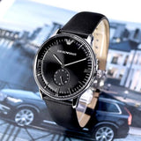 Buy Shop Emporio Armani Gianni Quartz Black Dial Black Leather Strap Watch For Men - AR0382 USA Online