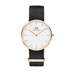 Buy Shop Daniel Wellington Classic Cornwall White Dial Black Nylon Strap Watch For Women - DW00100259 USA Online