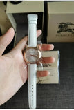 Burberry The City Diamonds White Dial White Leather Strap Watch for Women - BU9130