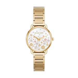 Buy Shop Michael Kors Portia Quartz White Dial Gold Steel Strap Watch for Women - MK3840 USA Online