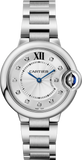 Buy Shop Cartier Ballon Bleu De Cartier Diamonds Silver Dial Silver Steel Strap Watch for Women - W4BB0022 USA Online