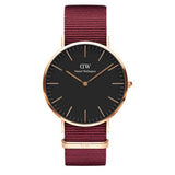 Buy Shop Daniel Wellington Classic Roselyn Black Dial Maroon Nylon Strap Watch For Women - DW00100269 USA Online