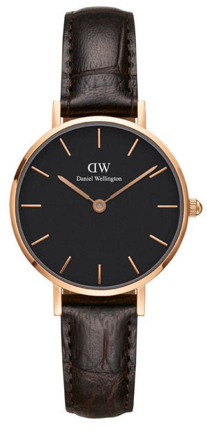 Buy Shop Daniel Wellington Classic Petite York Black Dial Brown Leather Strap Watch For Women - DW00100226 USA Online