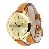 Buy Shop Michael Kors Runway Gold Dial Brown Leather Strap Watch For Women - MK2256 USA Online