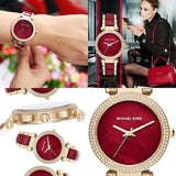 Buy Shop Michael Kors Parker Mother of Pearl Red Dial Two Tone Steel Strap Watch for Women - MK6427 USA Online