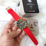 Buy Shop Fossil Bannon Multifunction Black Dial Red Silicone Strap Watch for Men - BQ2499 USA Online