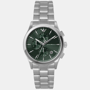Buy Shop Emporio Armani Paolo Chronograph Green Dial Silver Steel Strap Watch For Men - AR11529 USA Online