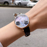 Buy Shop Fossil Jacqueline Mother of Pearl Dial Black Leather Strap Watch for Women - ES4535 USA Online