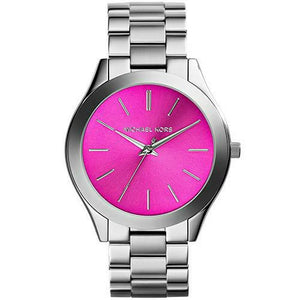Buy Shop Michael Kors Slim Runway Quartz Pink Dial Silver Steel Strap Watch For Women - MK3291 USA Online