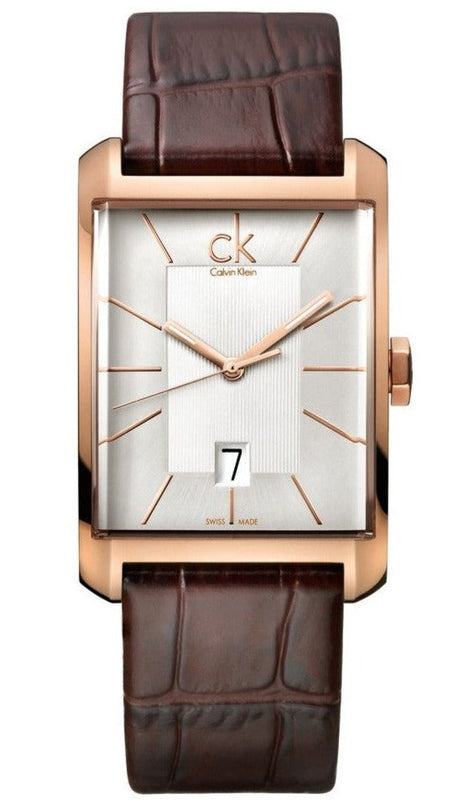 Buy Shop Calvin Klein Window Silver Dial Brown Leather Strap Watch for Men - K2M21620 USA Online