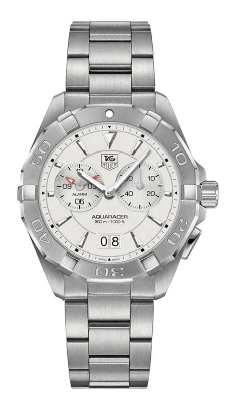 Buy Shop Tag Heuer Aquaracer Chronograph White Dial Silver Steel Strap Watch for Men - WAY111Y.BA0928 USA Online