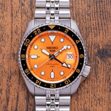 Seiko 5 Sports GMT Automatic Orange Dial Silver Steel Strap Watch For Men - SSK005K1