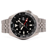 Seiko 5 Sports Automatic GMT Black Dial Silver Steel Strap Watch For Men - SSK001K1