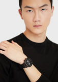 Buy Shop Emporio Armani Luigi Analog Black Dial Black Leather Strap Watch For Men - AR11450 USA Online