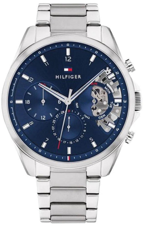 Buy Shop Tommy Hilfiger Baker Quartz Blue Dial Silver Steel Strap Watch For Men - 1710448 USA Online