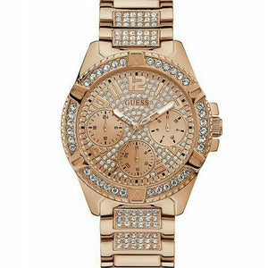 Buy Shop Guess Frontier Chronograph Crystals Rose Gold Dial Rose Gold Steel Strap Watch for Men - W0799G3 USA Online