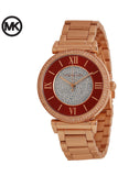 Buy Shop Michael Kors Caitlin Red Dial Rose Gold Stainless Steel Strap Watch for Women - MK3377 USA Online