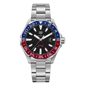 Buy Shop Tag Heuer Aquaracer GMT Caliber 7 Pepsi Black Dial Silver Steel Strap Watch for Men - WAY201F.BA0927 USA Online