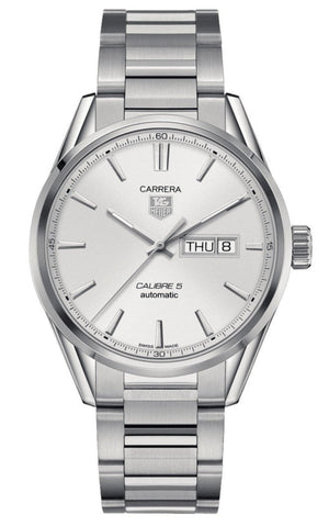Buy Shop Tag Heuer Carrera Calibre 5 Automatic White Dial Silver Steel Strap Watch for Men - WAR201B.BA0723 USA Online