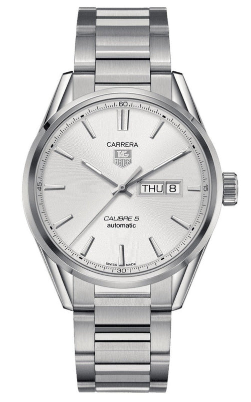 Buy Shop Tag Heuer Carrera Calibre 5 Automatic White Dial Silver Steel Strap Watch for Men - WAR201B.BA0723 USA Online