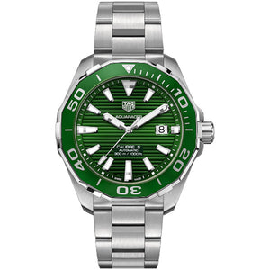 Buy Shop Tag Heuer Aquaracer Calibre 5 Green Dial Silver Steel Strap Watch for Men - WAY201S.BA0927 USA Online