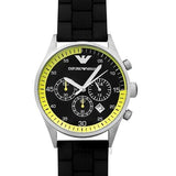 Buy Shop Emporio Armani Chronograph Black Dial Black Rubber Strap Watch For Men - AR5865 USA Online