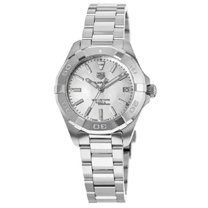 Buy Shop Tag Heuer Aquaracer White Mother of Pearl Dial Silver Steel Strap Watch for Women - WBD1311.BA0740 USA Online