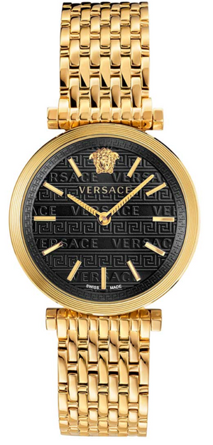 Versace V-Twist Black Dial Gold Mesh Bracelet Watch for Women - VELS00819