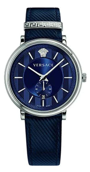 Buy Shop Versace Menifesto Quartz Blue Dial Blue Leather Strap Watch For Men - VBQ01017 USA Online