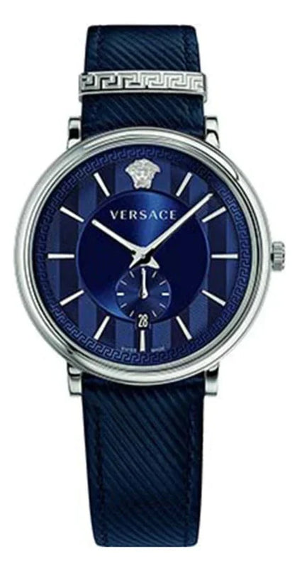 Buy Shop Versace Menifesto Quartz Blue Dial Blue Leather Strap Watch For Men - VBQ01017 USA Online