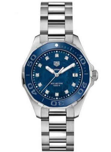 Buy Shop Tag Heuer Aquaracer 35mm Quartz Blue Dial Silver Steel Strap Watch for Women - WSY131L.BA0748 USA Online