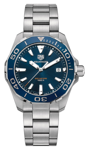 Buy Shop Tag Heuer Aquaracer Blue Dial Quartz Silver Steel Strap Watch for Men - WAY111C.BA0928 USA Online