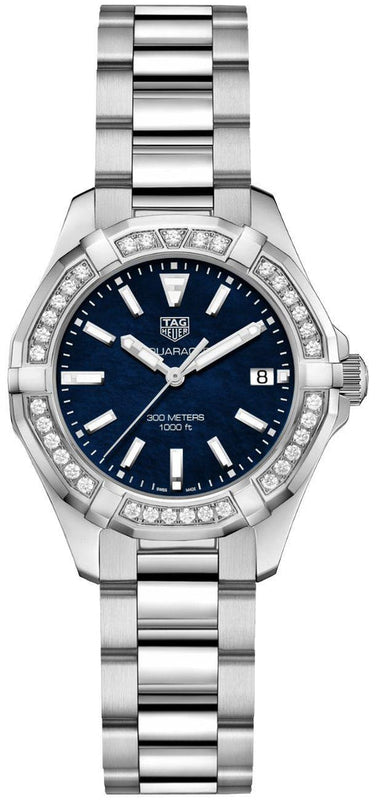 Buy Shop Tag Heuer Aquaracer Quartz Diamonds Blue Dial Silver Steel Strap Watch for Women - WAY131N.BA0748 USA Online