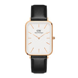 Buy Shop Daniel Wellington Quadro White Dial Black Leather Strap Watch For Women - DW00100450 USA Online