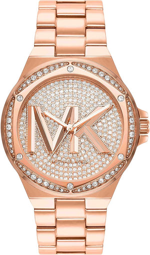 Buy Shop Michael Kors Lennox Three Hand Rose Gold Dial Rose Gold Steel Strap Watch For Women - MK7230 USA Online