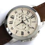 Buy Shop Fossil Grant Chronograph White Dial Brown Leather Strap Watch for Men - FS4735 USA Online