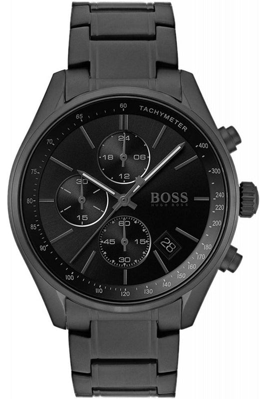 Buy Shop Hugo Boss Grand Prix Black Dial Black Steel Strap Watch for Men - 1513676 USA Online