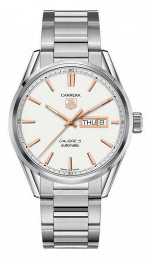 Buy Shop Tag Heuer Carrera Calibre 5 White Dial Silver Steel Strap Watch for Men - WAR201D.BA0723 USA Online