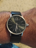 Buy Shop Calvin Klein Minimal Black Dial Black Leather Strap Watch for Men - K7621107 USA Online