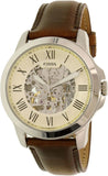 Buy Shop Fossil Grant Automatic Beige Skeleton Dial Brown Leather Strap Watch for Men - ME3099 USA Online
