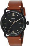 Buy Shop Fossil Commuter Three Hand Date Black Dial Brown Leather Strap Watch for Men - FS5276 USA Online