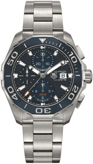 Buy Shop Tag Heuer Aquaracer Calibre 16 43mm Blue Dial Silver Steel Strap Watch for Men - CAY211B.BA0927 USA Online