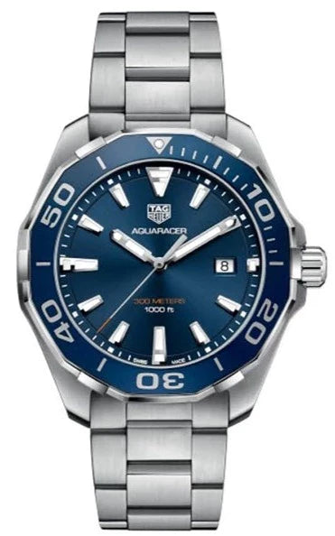 Buy Shop Tag Heuer Aquaracer Blue Dial Silver Steel Strap Watch for Men - WAY101C.BA0746 USA Online