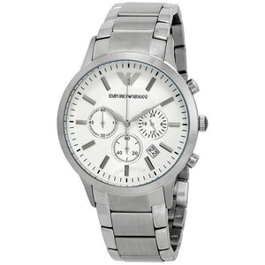 Buy Shop Emporio Armani Renato Chronograph Cream Dial Silver Steel Strap Watch For Men - AR2458 USA Online