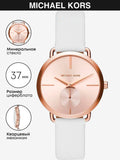 Buy Shop Michael Kors Portia Rose Gold Dial White Leather Strap Watch For Women - MK2660 USA Online
